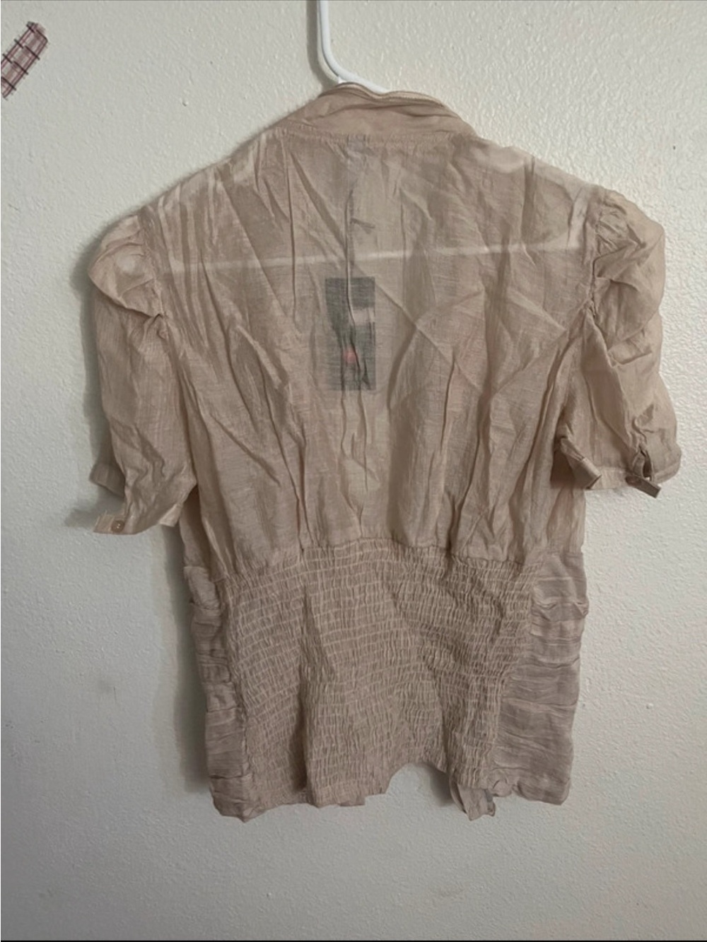 🎀Beige Ruffle-Front Short Sleeve Jacket - Women - Picture 2 of 4